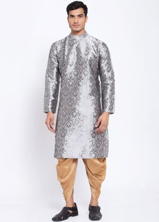 Grey Banarasi Kurta with Dhoti
