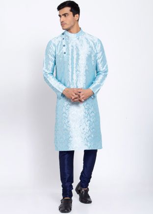 Light Blue Banarasi Kurta with Dhoti