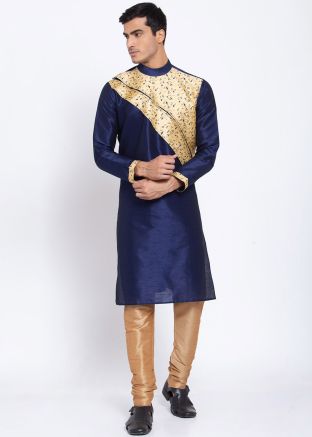 Navy Dupion Silk Kurta Pajama