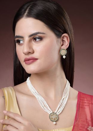 White Beaded Necklace Set