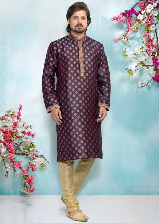 Purple Readymade Kurta Pajama