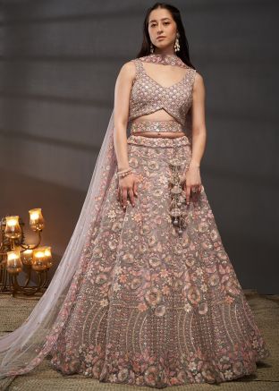 Purple Embroidered Lehenga Choli