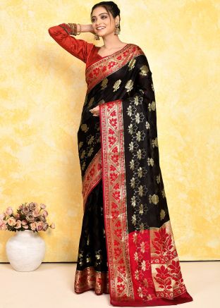Black Zari Woven Work Silk Saree