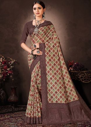 Multicolored Chanderi Digital Print Saree