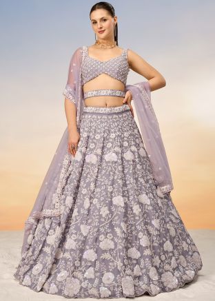 Pastel Purple Embellished Lehenga Choli In Georgette