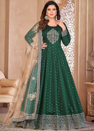 Green Embroidered Anarkali Suit Set