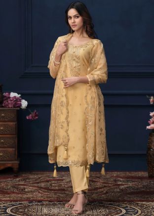 Yellow Embroidered Salwar Suit Set