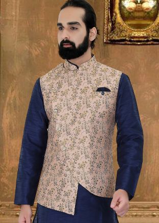 Readymade Pink Brocade Nehru Jacket