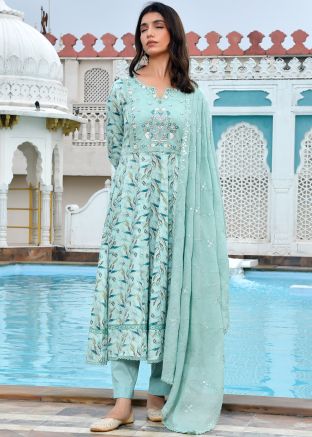 Blue Embroidered Salwar Suit Set