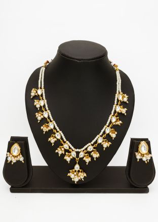 White Kundan Work Necklace Set