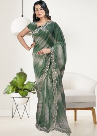 Green Handwork Embroidered Border Saree