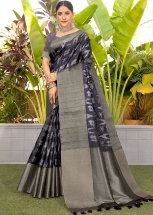 Black Printed Saree & Blouse