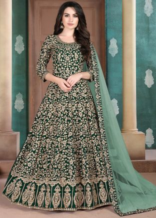 Green Embroidered Anarkali Suit Set