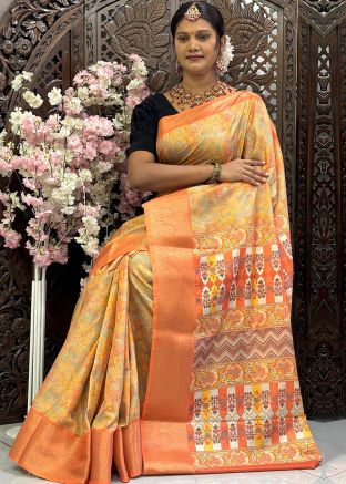 Multicolor Digital Printed Art Silk Saree
