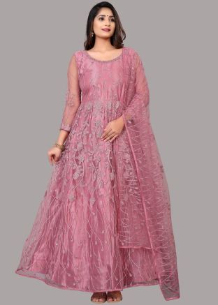 Pink Embroidered Salwar Suit Set