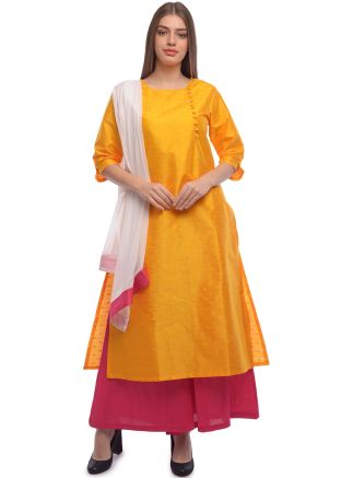 Yellow Readymade Straight Cut Palazzo Suit