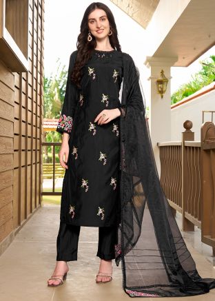 Black Embroidered Salwar Suit Set