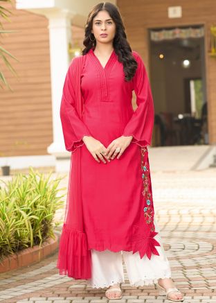 Pink Thread Embroidered Salwar Suit Set