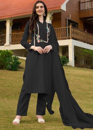 Black Thread Embroidered Salwar Suit Set