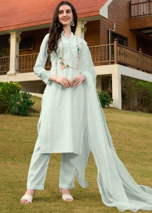 Green Embroidered Salwar Suit Set