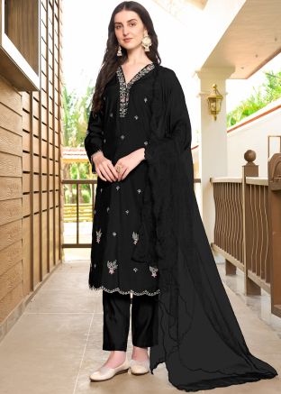 Black Thread Embroidered Salwar Suit Set