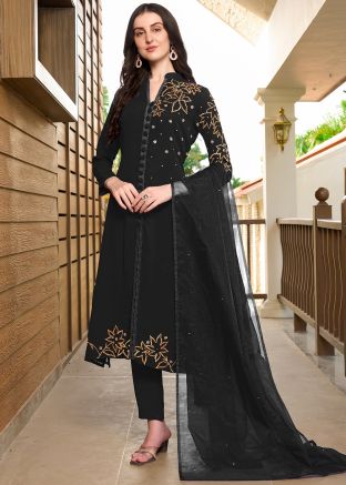 Black Embroidered Salwar Suit Set