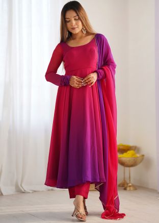 Multicolored Georgette Anarkali Suit & Dupatta