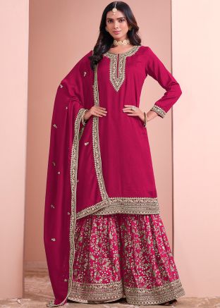Pink Embroidered Salwar Suit Set