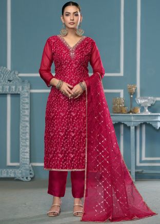 Pink Sequins Work Salwar Suit Set