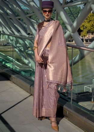Purple Zari Woven Saree In Art Silk