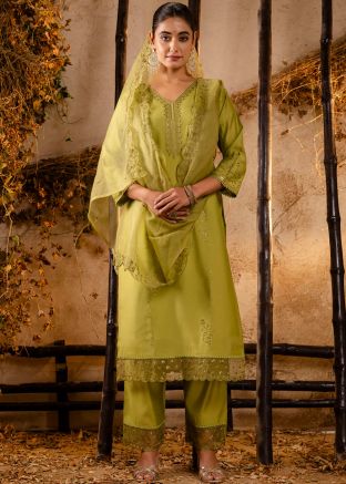 Green Sequin Work Salwar Suit Set