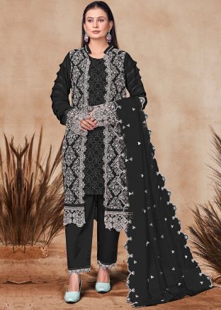 Readymade Black Embroidered Jacket Style Pant Suit