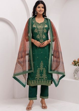 Readymade Green Woven Viscose Pant Suit Set