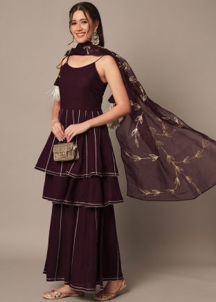 Purple Gota Patti Gharara Salwar Suit Set