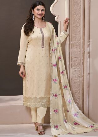 Prachi Desai Off White Embroidered Pant Suit