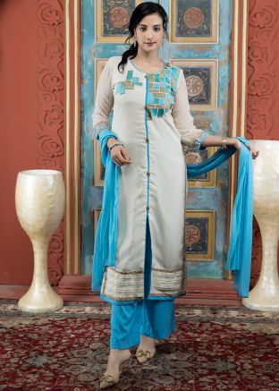 White Embroidered Salwar Suit Set