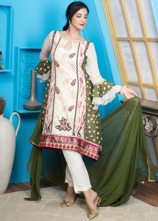White Embroidered Salwar Suit Set