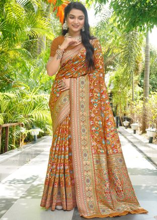Brown Zari Woven Cotton Saree