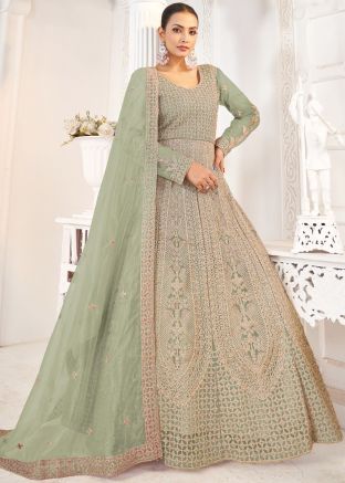 Green Embroidered Anarkali Salwar Suit Set