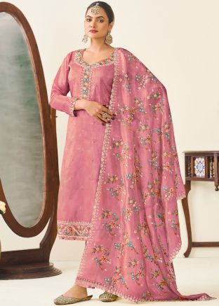 Pink Embroidered Salwar Suit Set