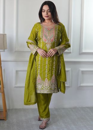 Green Embroidered Salwar Suit Set