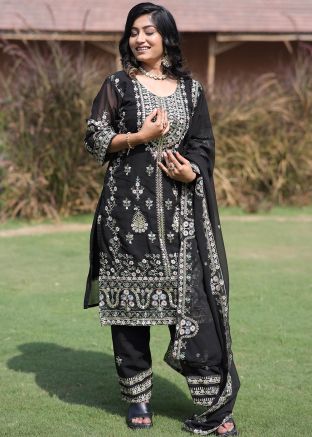 Black Embroidered Salwar Suit Set