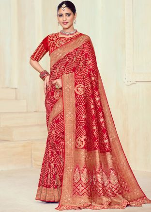 Red Zari Woven Silk Saree