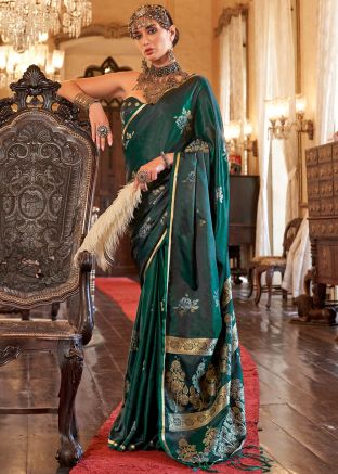 Green Zari Woven Saree In Silk