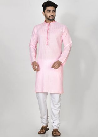 Readymade Pink Embroidered Kurta With Pajama