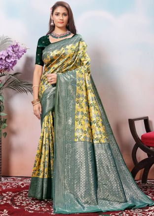 Yellow Zari Woven Art Silk Saree