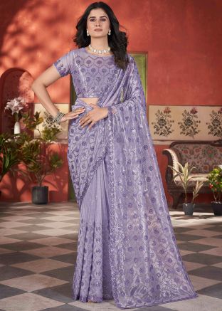Lavender Tissue Embellished Saree