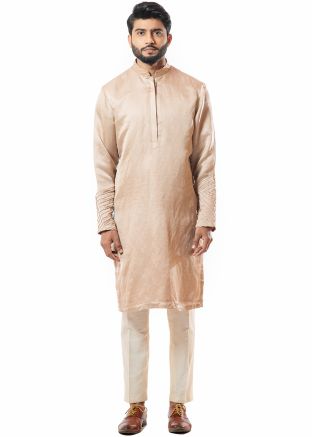 Readymade Plain Silk Kurta Pajama In Pink