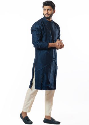 Readymade Pajama With Blue Embroidered Kurta