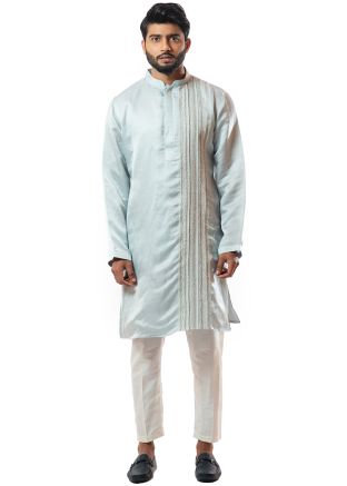 Blue Embroidered Readymade Straight Kurta & Pajama